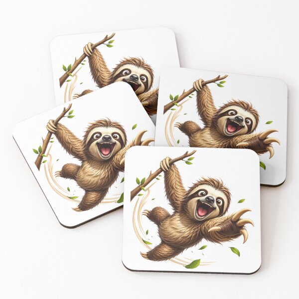 Item preview, Sloth Swinging Playful 3D Cartoon Animal Fast Positive Vibes designed and sold by LunaPixelStudio.