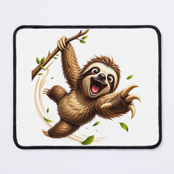 Item preview, Sloth Swinging Playful 3D Cartoon Animal Fast Positive Vibes designed and sold by LunaPixelStudio.