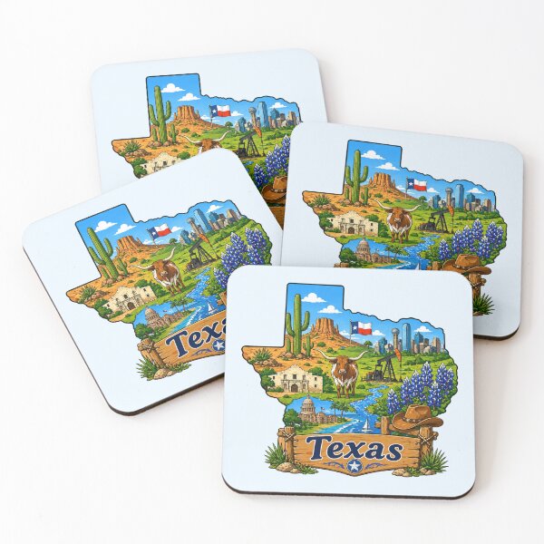 Item preview, Texas Scenic Map with Iconic Landscape designed and sold by Myra365Art.
