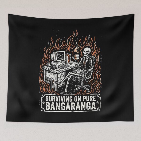 Item preview, Surviving on Pure Bangaranga Office Humor Linocut Style designed and sold by SplashTastic.