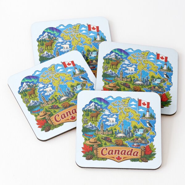 Item preview, Canada Scenic Wildlife Map designed and sold by Myra365Art.