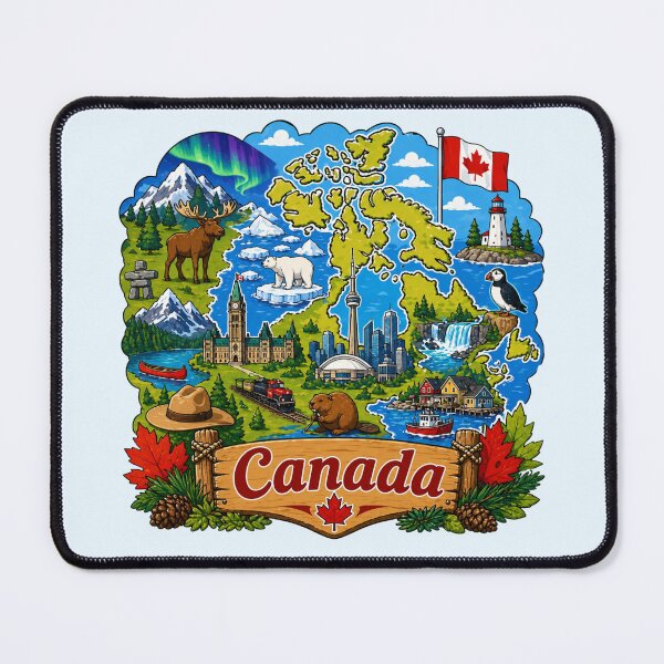Item preview, Canada Scenic Wildlife Map designed and sold by Myra365Art.