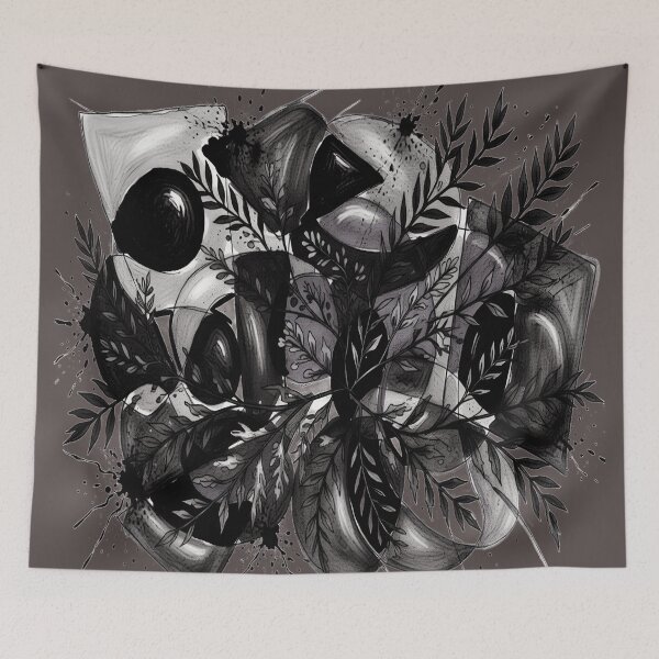 Item preview, Abstract Collision Botanical BR charcoal sketch geometric abstract design designed and sold by SmashingDeals.