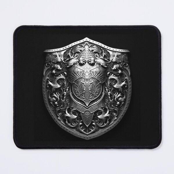 Item preview, Black and White Medieval Shield – Ornate Gothic Armor Art designed and sold by inkoutninja.