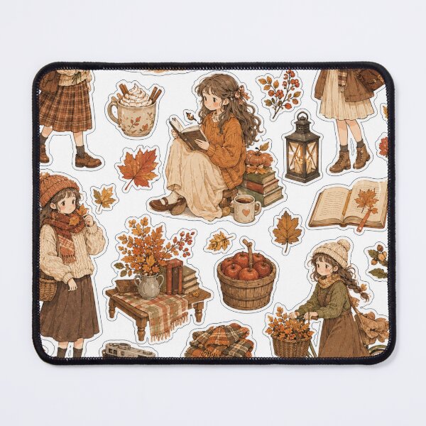 Item preview, Golden Harvest Whisper Sticker Collection, autumn sticker sheet, amber tones, falling leaves, rustic woodland, peaceful countryside. designed and sold by BlareBlare.