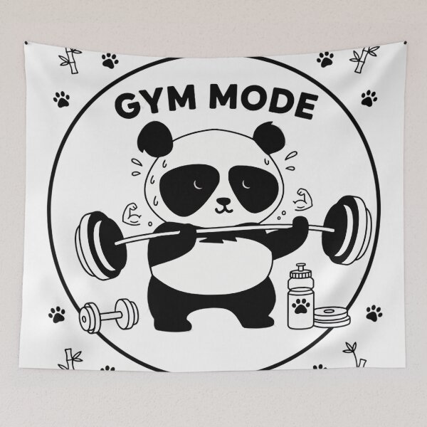 Item preview, Cute Panda Weightlifting Gym Workout Funny Art designed and sold by CrystalMineArts.