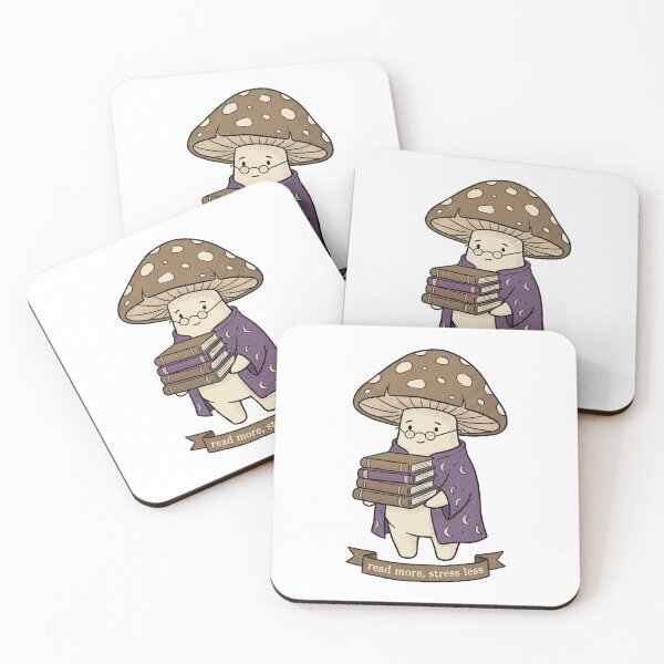 Item preview, Read More Stress Less Cottagecore Mushroom Bookworm Sticker designed and sold by CrystalMineArts.