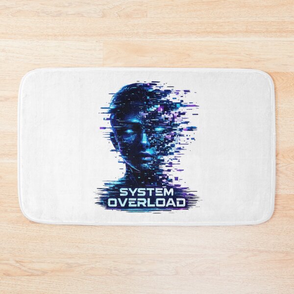 Item preview, System Overload Cyberpunk AI Robot Glitch Face Neon Blue Tech Graphic designed and sold by HobsS.