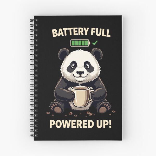 Item preview, Battery Full Powered Up Panda Coffee Lover Art designed and sold by CrystalMineArts.