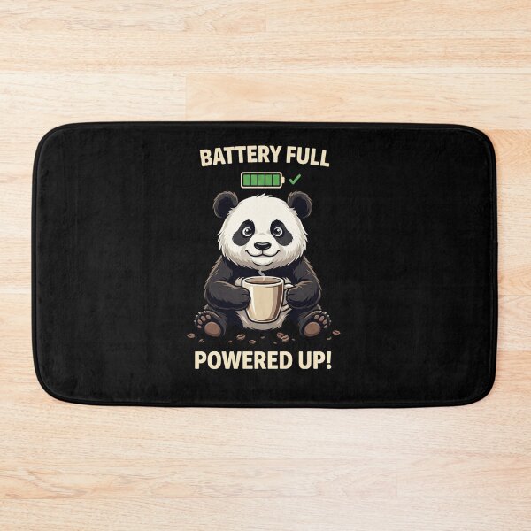 Item preview, Battery Full Powered Up Panda Coffee Lover Art designed and sold by CrystalMineArts.