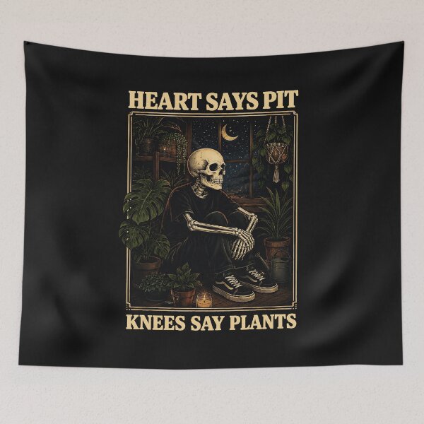 Item preview, Heart Says Pit Knees Say Plants Lover Skeleton  designed and sold by D-F-R-K.