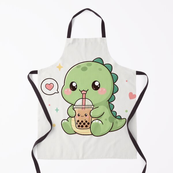 Item preview, Cute Kawaii Dinosaur Drinking Boba Tea Illustration designed and sold by jo-e-basta.