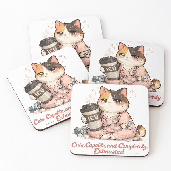 Item preview, Cute Capable Completely Exhausted ICU Nurse Cat designed and sold by Inspirahawke.