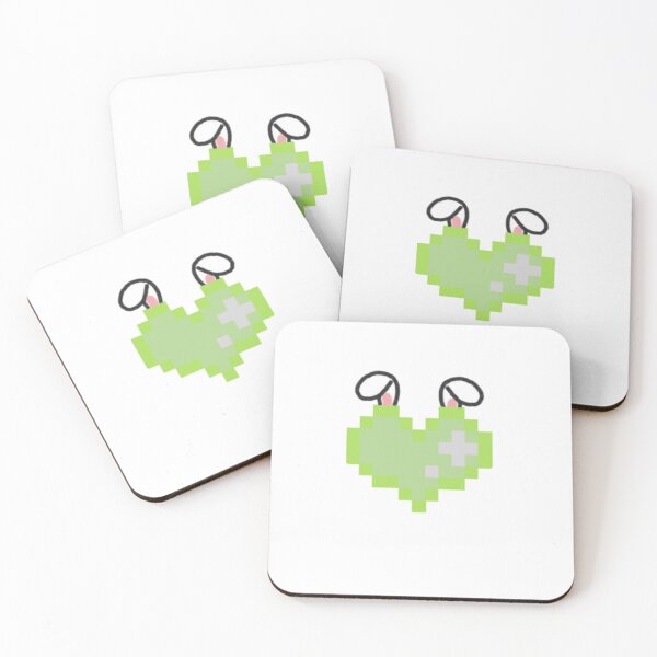 Item preview, Green Pixel Heart with Bunny Ears designed and sold by emipixel.