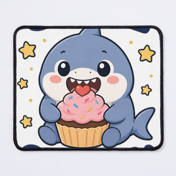 Item preview, Cute Smol Shark Eating Pink Cupcake Illustration designed and sold by aashcreat.