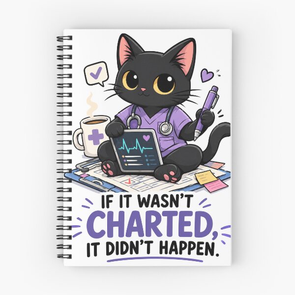 Item preview, Charted and Caffeinated Nurse Cat Humor designed and sold by Inspirahawke.
