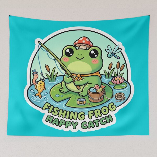Item preview, Fishing Frog – Cute Relaxing Pond Adventure Cartoon Design designed and sold by ArtsyExplorer.