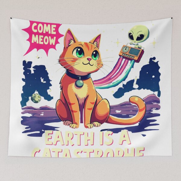 Item preview, "Come Meow - Telepathic Tabby Cat Sending SOS to Friendly Alien - Funny Sci-Fi Cat Design for Starseeds" designed and sold by highvibz72.