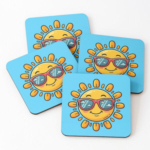 Item preview, Cute Kawaii Sun Wearing Red Sunglasses Summer Illustration designed and sold by jo-e-basta.