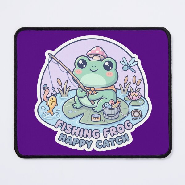 Item preview, Fishing Frog Happy Catch – Cute Relaxing Pond Adventure Cartoon Design designed and sold by ArtsyExplorer.