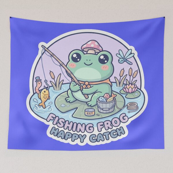 Item preview,  Fishing Frog Happy Catch – Cute Relaxing Pond Adventure Cartoon Design designed and sold by ArtsyExplorer.