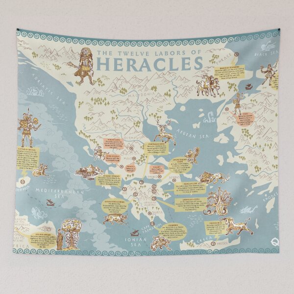 Item preview, Heracles - Map of The 12 Labors designed and sold by QatlasMap Shop.