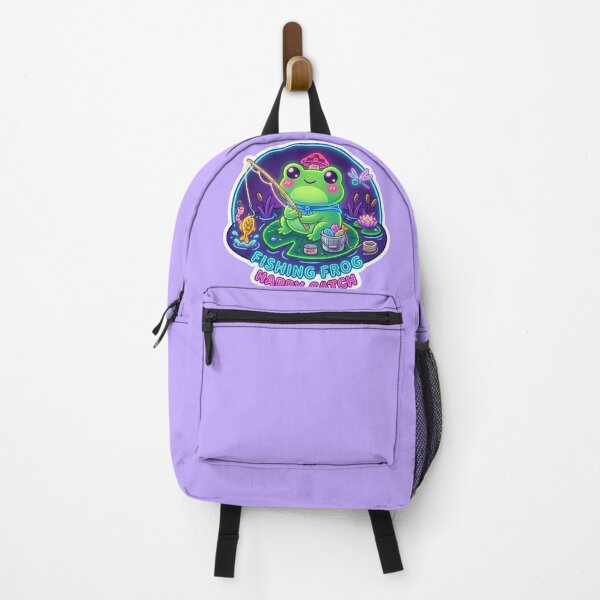 Item preview, Neon Fishing Frog Happy Catch – Cute Relaxing Pond Adventure Cartoon Design designed and sold by ArtsyExplorer.