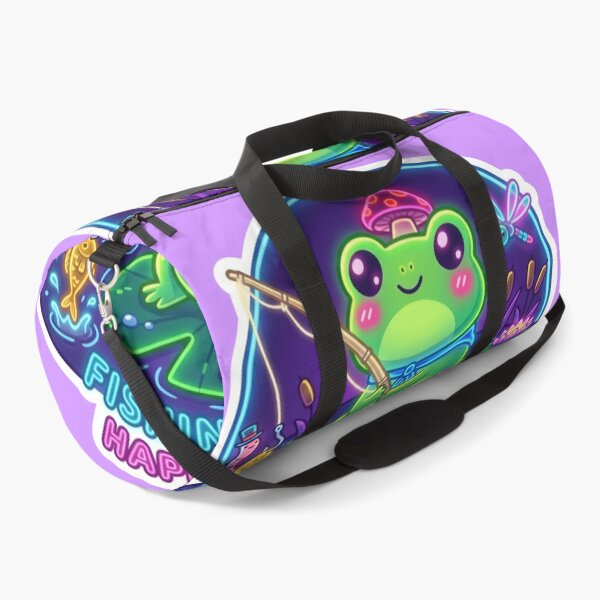 Item preview, Neon Fishing Frog Happy Catch – Cute Relaxing Pond Adventure Cartoon Design designed and sold by ArtsyExplorer.