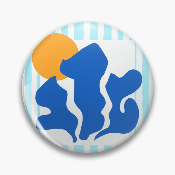 Item preview, Coastal Blue Matisse Sunset with Stripes Abstract Contemporary Art designed and sold by MaiZephyr.