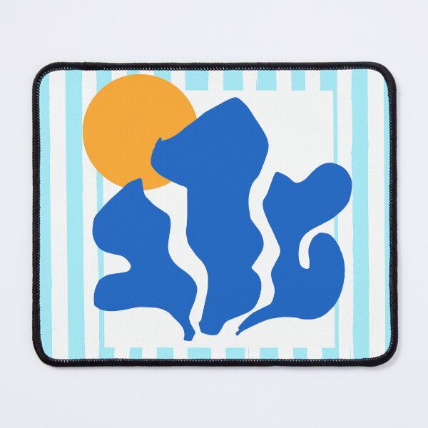 Item preview, Coastal Blue Matisse Sunset with Stripes Abstract Contemporary Art designed and sold by MaiZephyr.