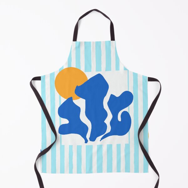 Item preview, Coastal Blue Matisse Sunset with Stripes Abstract Contemporary Art designed and sold by MaiZephyr.