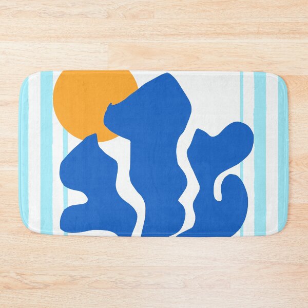 Item preview, Coastal Blue Matisse Sunset with Stripes Abstract Contemporary Art designed and sold by MaiZephyr.