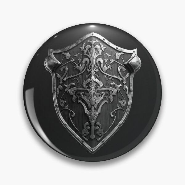 Item preview, Black and White Medieval Shield – Ornate Fleur de Lis Armor Art designed and sold by inkoutninja.