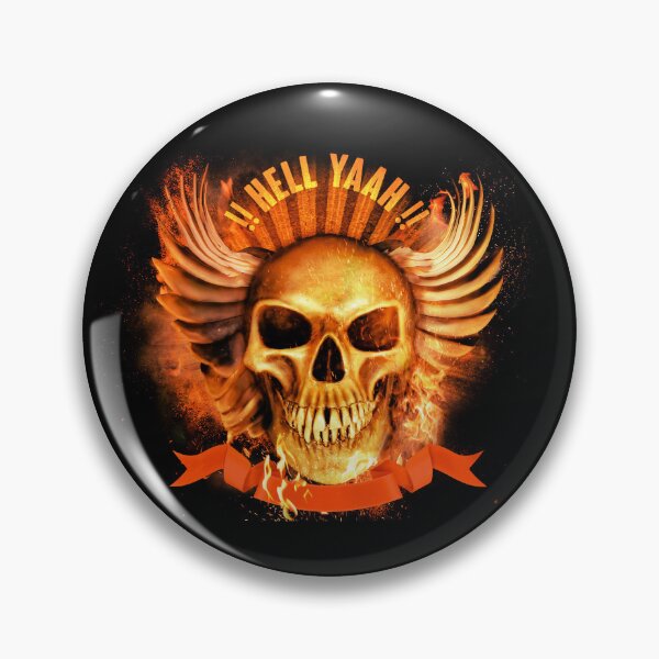 Item preview, Flaming Skull Wings Hell Yaah Biker Rock Fire Design designed and sold by  BlankPaper Clothing.