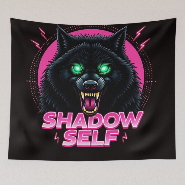 Item preview, Shadow Self - Aggressive Neon Wolf Art for Inner Shadow Work, Dark Psychology and Synthwave Aesthetic designed and sold by highvibz72.