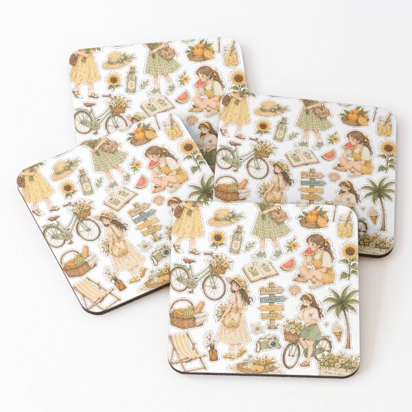 Item preview, Summer Sunlit Escape Sticker Collection, sunny adventures, fresh blooms, ocean breezes. designed and sold by BlareBlare.