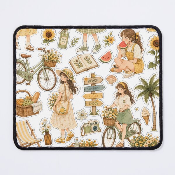 Item preview, Summer Sunlit Escape Sticker Collection, sunny adventures, fresh blooms, ocean breezes. designed and sold by BlareBlare.