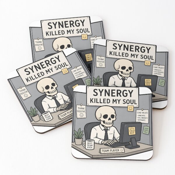 Item preview, Synergy Killed My Soul Funny Office Skeleton Sticker | Corporate Humor Cubicle Worker Burnout Gift designed and sold by veralchhaya.