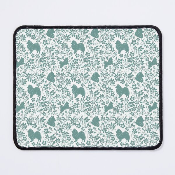 Item preview, Spitz Dog Floral Silhouette Pattern | Pomeranian German Japanese Spitz Design in Green designed and sold by WildLakePatterns.