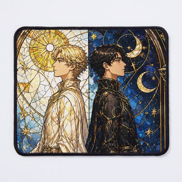 Item preview, Sun and Moon Harmony: Elegant Stained Glass Men Art designed and sold by Soluna Studio.