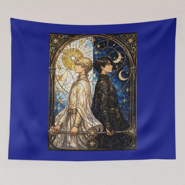 Item preview, Sun and Moon Harmony: Elegant Stained Glass Men Art designed and sold by Soluna Studio.