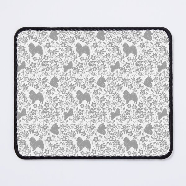Item preview, Spitz Dog Floral Silhouette Pattern | Pomeranian German Japanese Spitz Design in Grey designed and sold by WildLakePatterns.