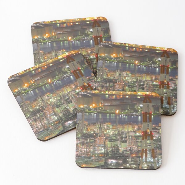 Item preview, Neon Refinery City Futuristic Industrial Photography designed and sold by EchoWave11.