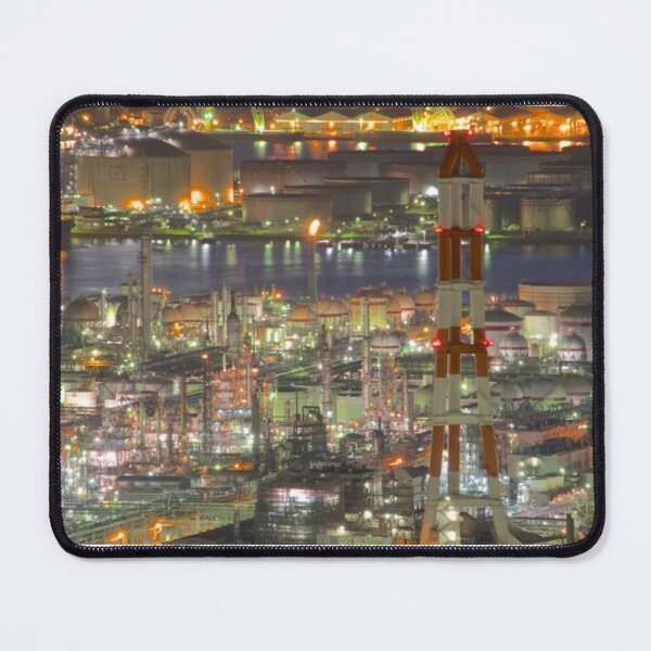 Item preview, Neon Refinery City Futuristic Industrial Photography designed and sold by EchoWave11.