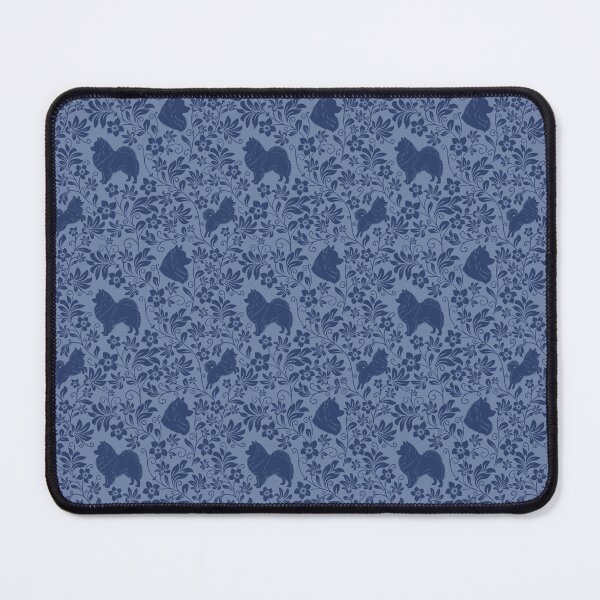 Item preview, Spitz Dog Floral Silhouette Pattern | Pomeranian German Japanese Spitz Design in Blue designed and sold by WildLakePatterns.