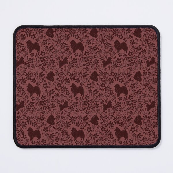 Item preview, Spitz Dog Floral Silhouette Pattern | Pomeranian German Japanese Spitz Design in Red designed and sold by WildLakePatterns.