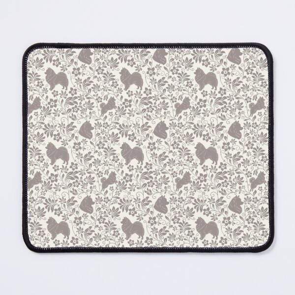 Item preview, Spitz Dog Floral Silhouette Pattern | Pomeranian German Japanese Spitz Design in Sepia designed and sold by WildLakePatterns.
