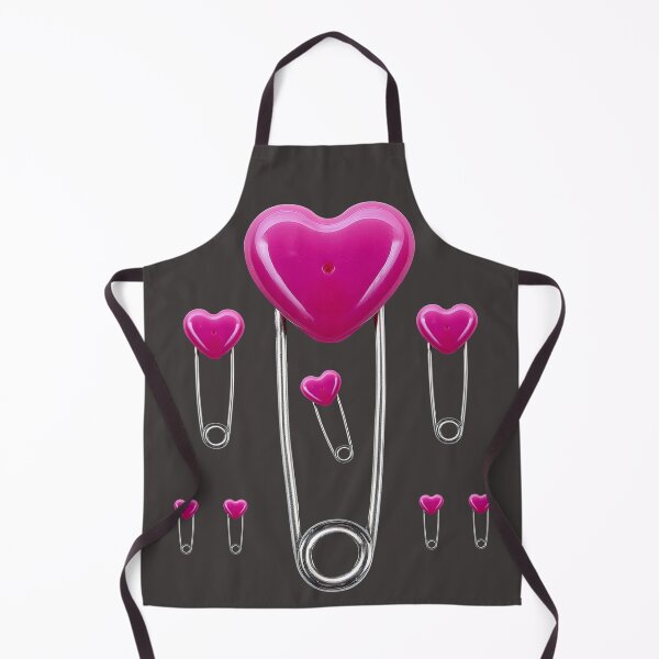 Item preview, Safety pin with pink heart on black background designed and sold by ChernivtsiSkoda.