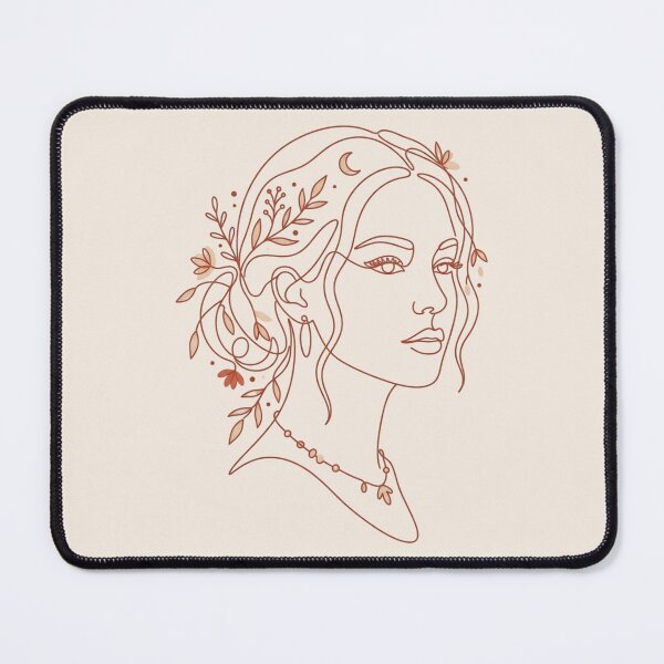 Item preview, Minimalist Boho Woman Face Line Art with Moon and Leaves designed and sold by Pickmash.
