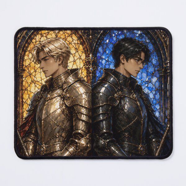 Item preview, Guardians of Twilight: Elegant Stained Glass Knights Art designed and sold by Soluna Studio.
